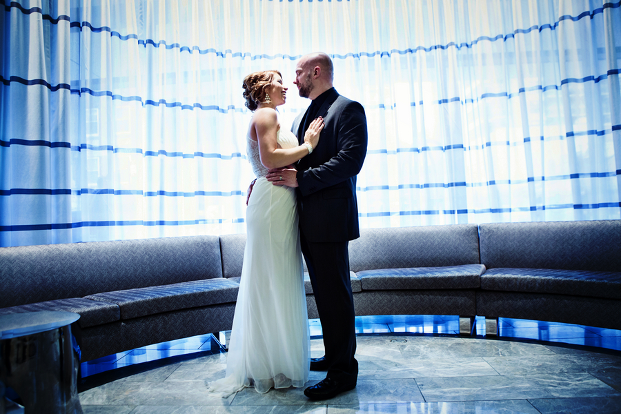  Such Great Lighting in this Bride and Groom Portrait&nbsp; from their Chicago Wedding / photo by Emily Gualdoni Photography / as seen on www.BrendasWeddingBlog.com 
