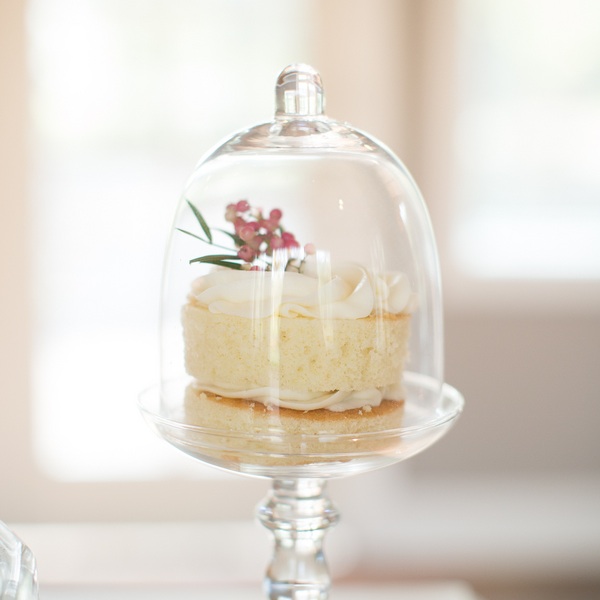  Mini Naked Wedding Cake under Glass Dome by Heavenly Delights Cupcakery / photo by Ashley Cook Photography / as seen on www.BrendasWeddingBlog.com 