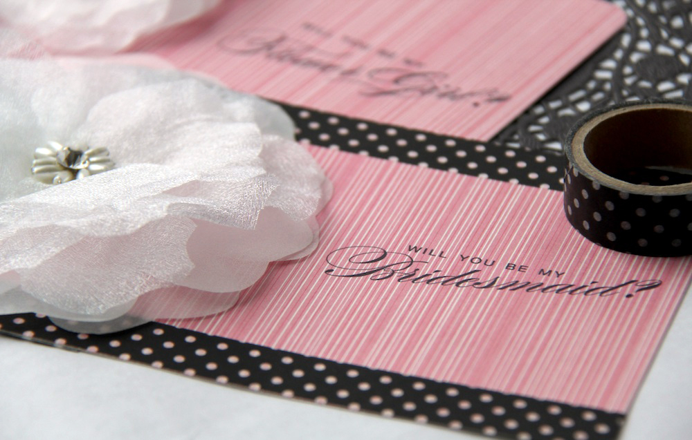  DIY "Will You Be My Bridesmaid" Cards with Washi Tape and Patterned Cardstock / Find the Tutorial on www.BrendasWeddingBlog.com 