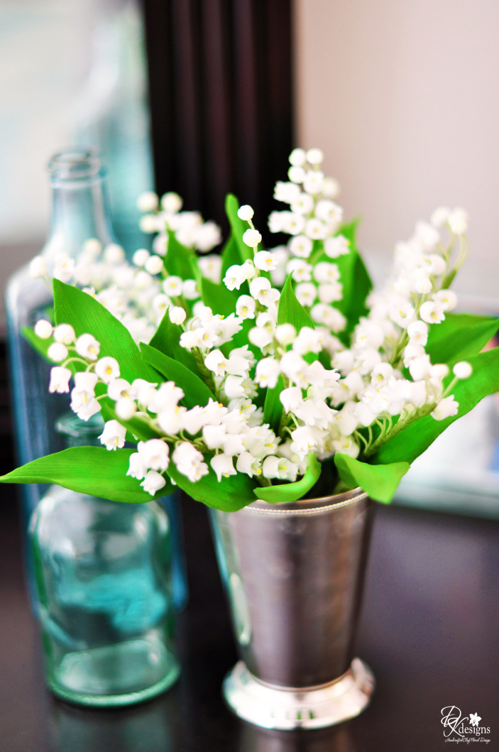 Lily of the Valley Flowers in a Sterling Silver Mint Julep Cup from DK Designs