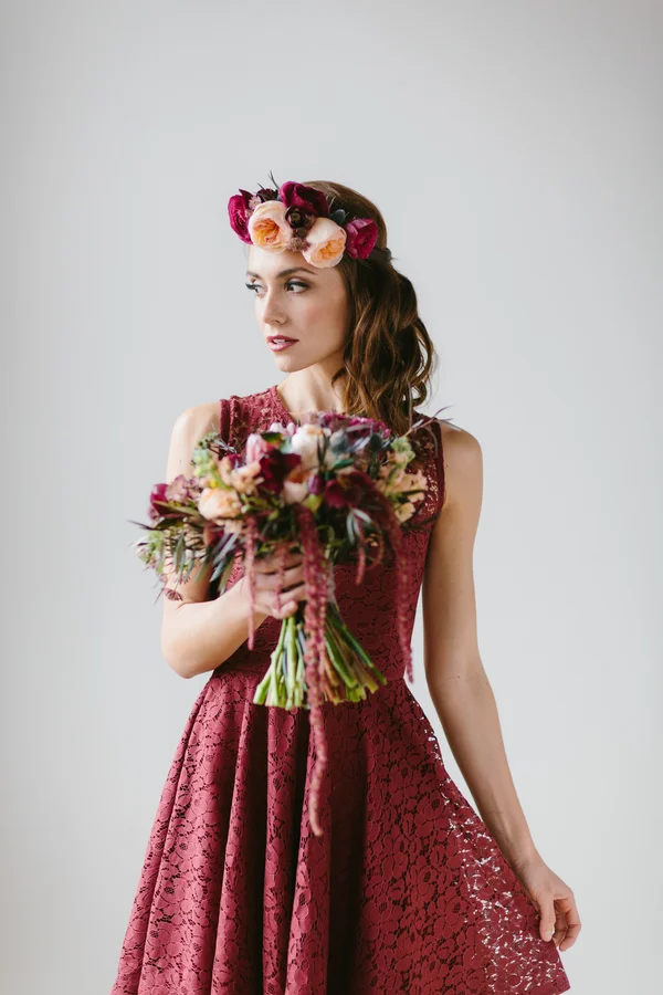 Oversized Floral Crown with fully opened garden roses and ranunculus blooms / by Wallflower Designs / photo by Maggie Fortson Photography