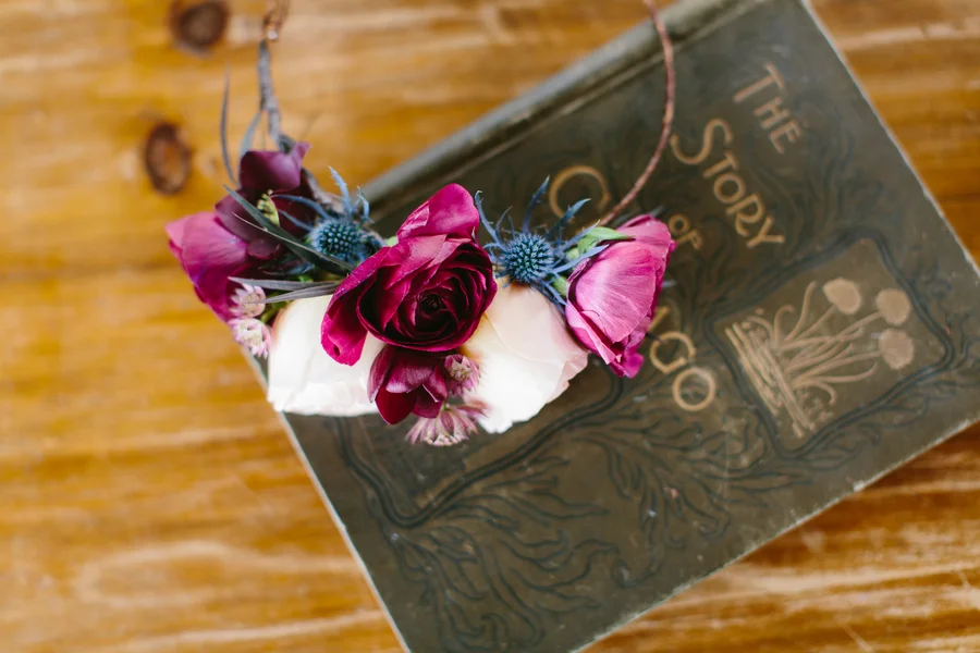 Floral Crown in Marsala Wine Color from Wallflower Designs / photo by Maggie Fortson Photography