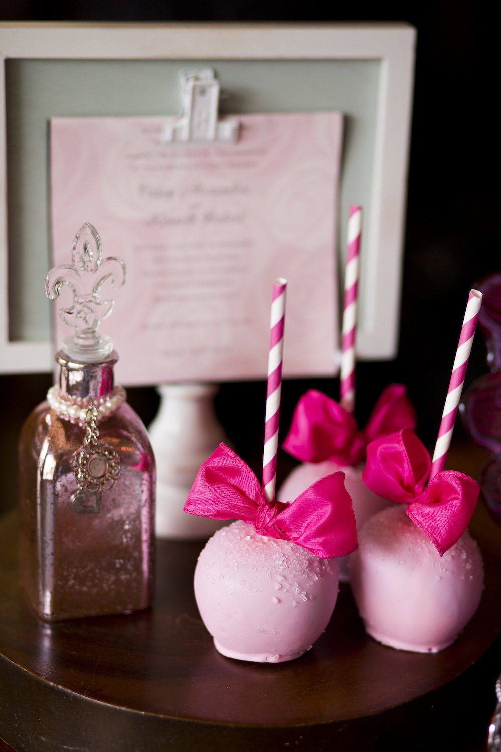  Pink Candy Apples from a Retro Inspired Wedding Shoot / photo by Krista Patton Photography 