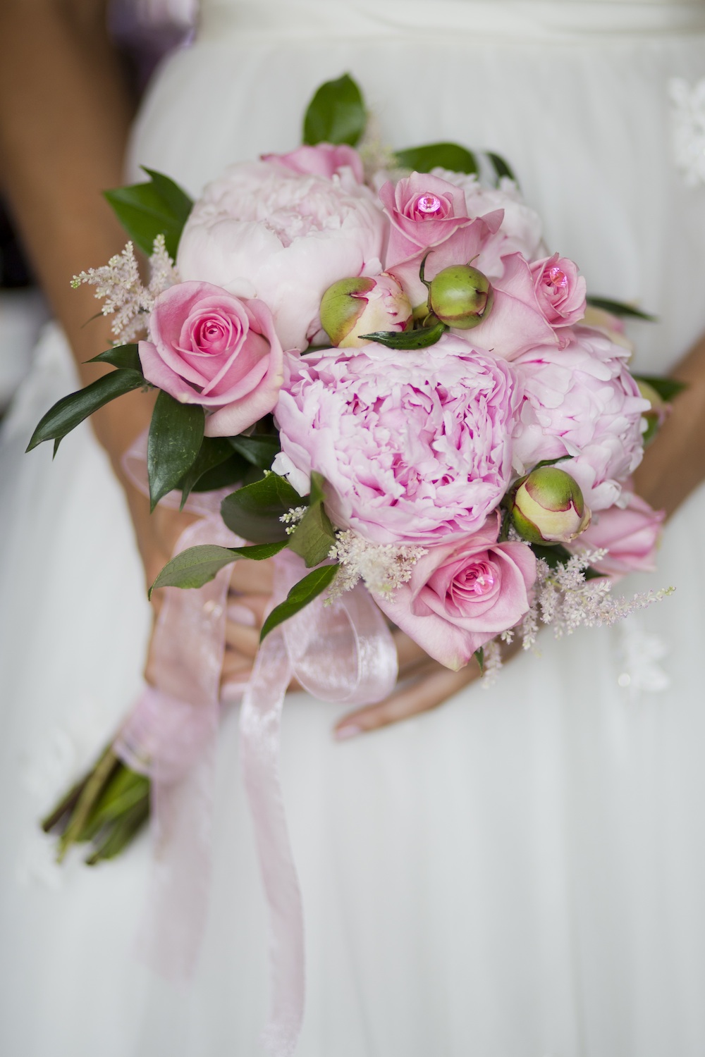  Pretty Lush Pink Wedding Bouquet with Peonies and Roses from Media Florist / photo by Krista Patton Photography 