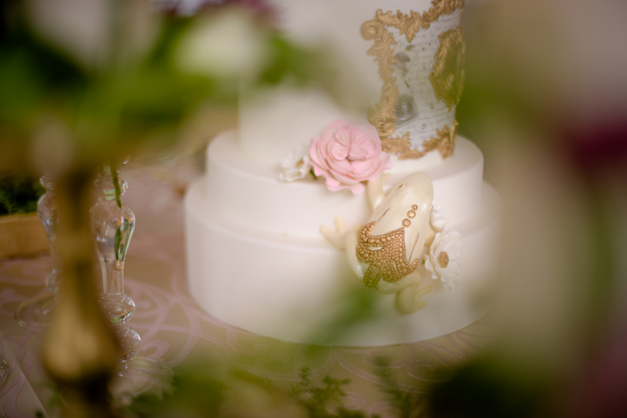  A Fairytale Wedding Cake with a Gold Embellished Frog by The Cake Parlour / Photo by collective67 