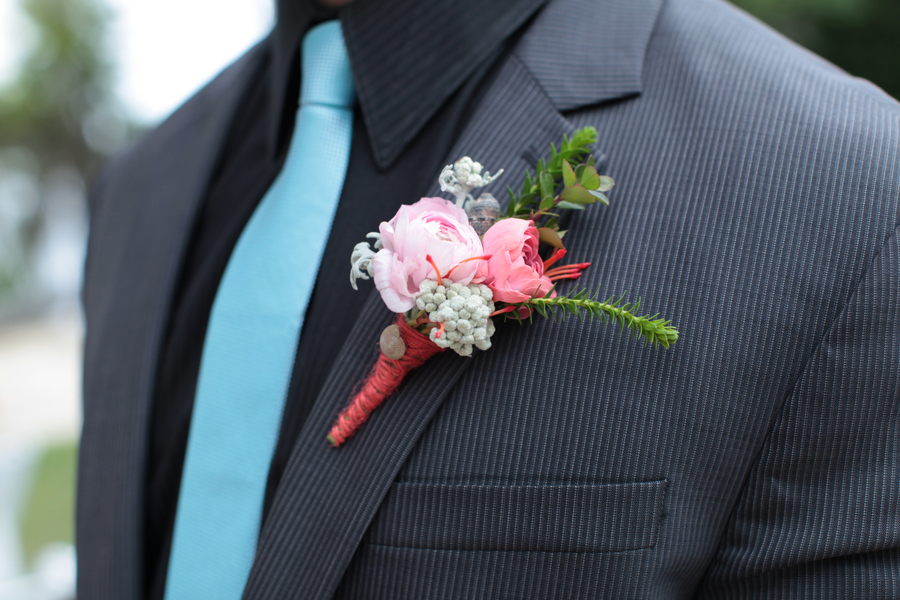  Pink and Green Boutonniere / photo by Tab McCausland Photography 