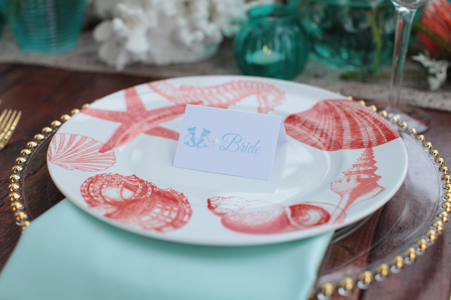  Seashell Place Setting for an Under the Sea Inspired Wedding&nbsp; / photo by Tab McCausland Photography 