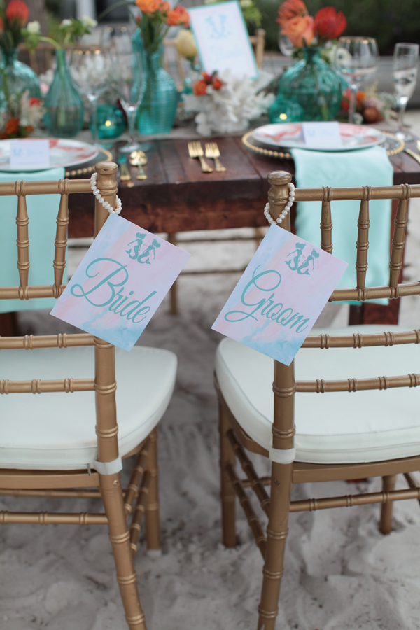  Under the Sea Inspired Bride and Groom Tags / photo by Tab McCausland Photography / stationery by Pretty Peacock Paperie 