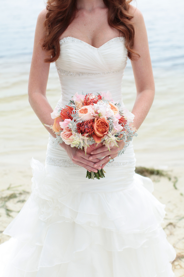  Pretty Pink, Orange, Salmon and Cream Wedding Bouquet / photo Under the Sea Inspired Wedding Shoot / photo by Tab McCausland Photography 