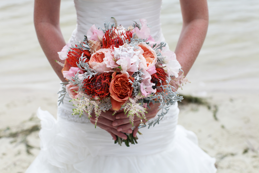  Gorgeous Pink and Orange Wedding Bouquet / photo by Tab McCausland Photography 