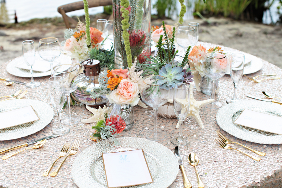  Sparkly Linens for an Under the Sea Inspired Wedding Shoot / photo by Tab McCausland Photography 