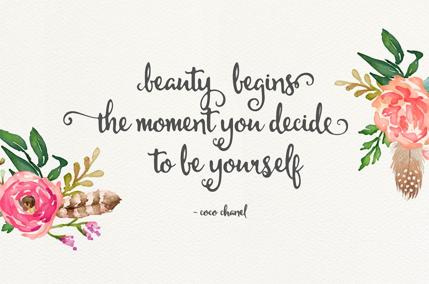  Beauty Begins the Moment You Decide to be Yourself / Coco Chanel - Michael Modern Hand Lettering Typeface 