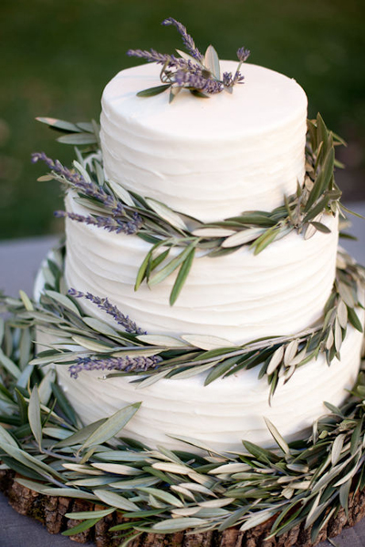  Lavender and Olive Wedding Cake 