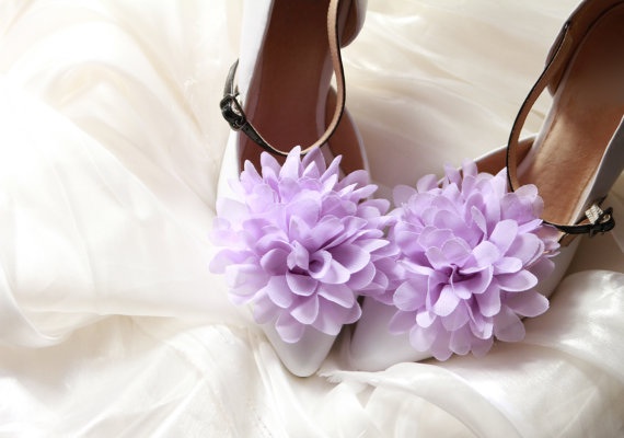 Lavender Flower Chiffon Shoe Clips 