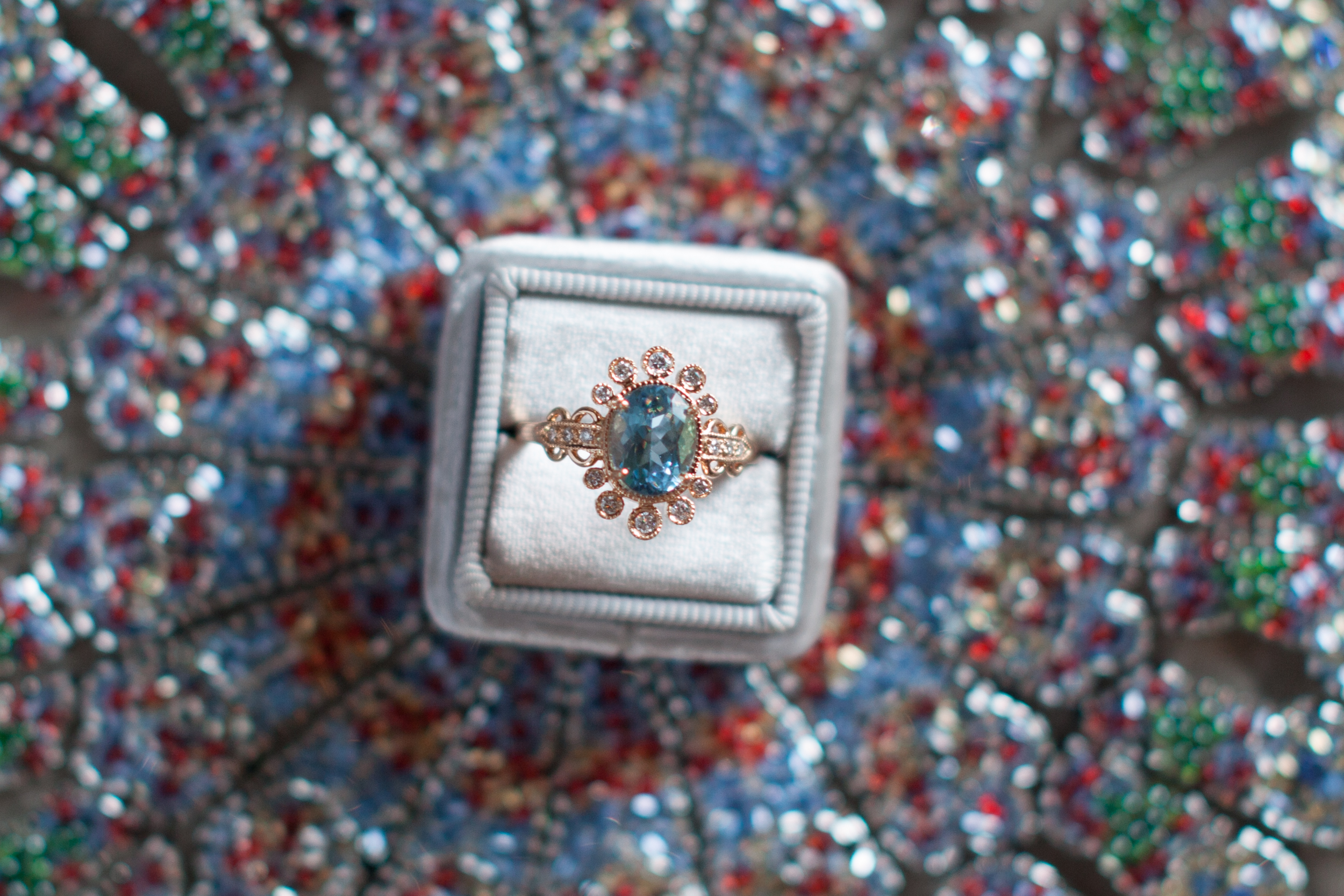  Pretty in Blue / Claire Pettibone's Vintage-Inspired Engagement Ring Collection 