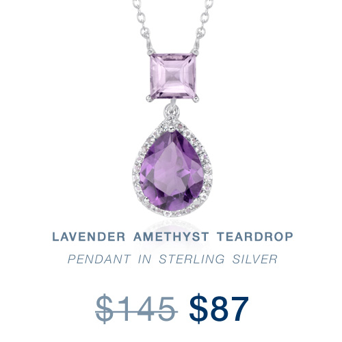  lavender amethyst teardrop pendant in sterling silver 