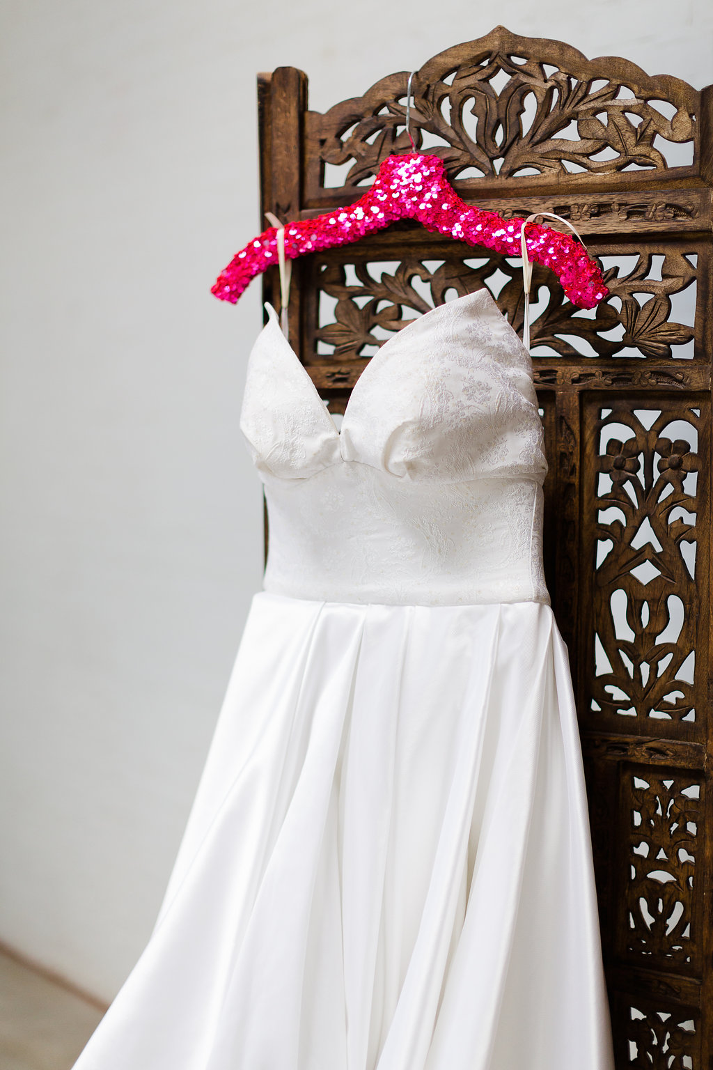 Neon Wedding Inspiration / hot pink sequin hanger by Frou Frou Frill / photo by Jessica Haley Photography