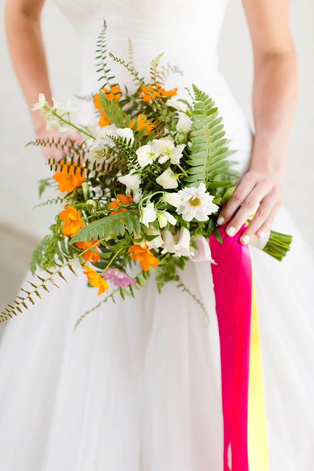 Neon Wedding Bouquet by Taproot Flowers / photo by Jessica Haley Photography