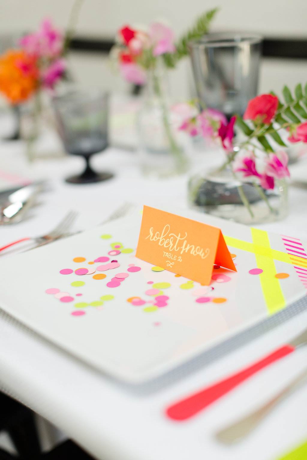 Neon Wedding Inspiration / designed by Ashley Peraino + Ivey Weddings & Events / photo by Jessica Haley Photography