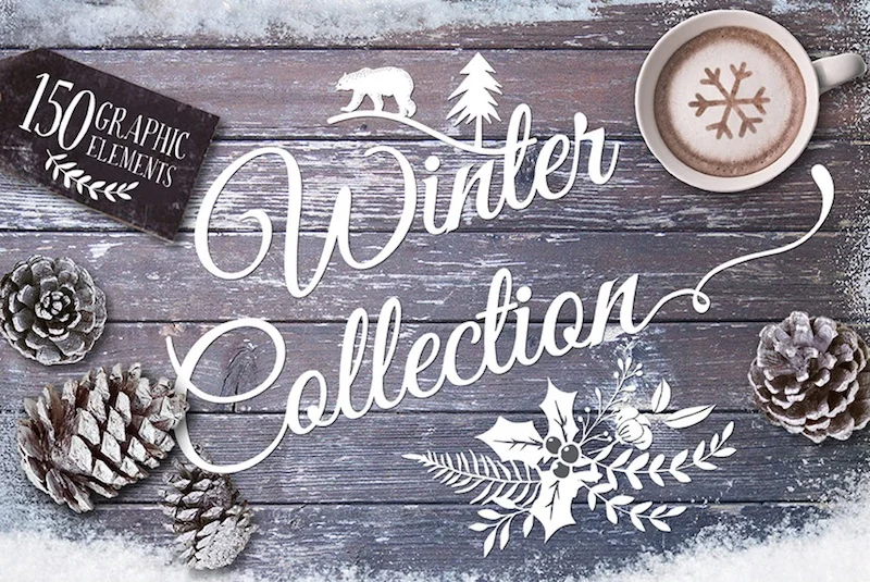 Design Your Own Cards + Invitations with this Font + Graphic Winter Bundle for just $29