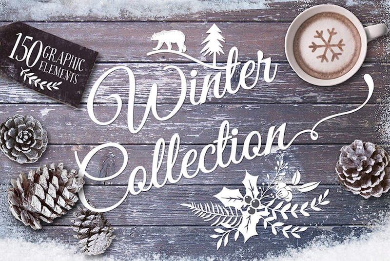  Design Your Own Cards + Invitations with this Font + Graphic Winter Bundle for just $29 