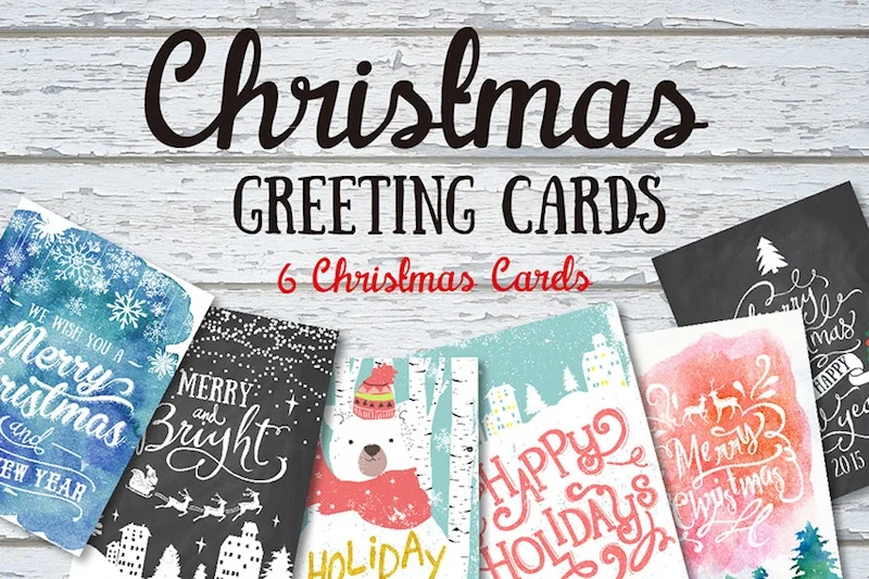 Design Your Own Christmas + Holiday Cards with this Font + Graphic Winter Bundle for just $29