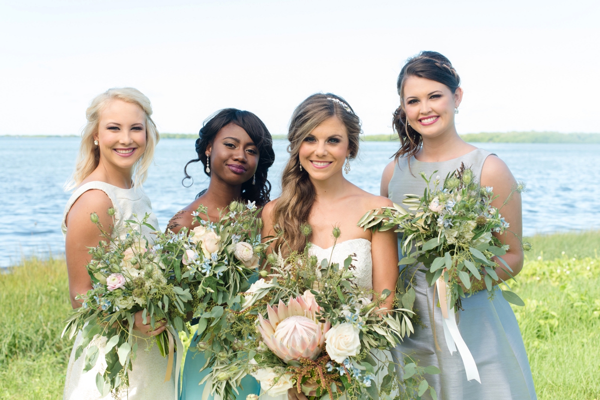 Coastal Chic Wedding Inspiration / dresses by Dessy / photo by Caroline &amp; Evan Photography / flowers by FH Weddings &amp; Events 