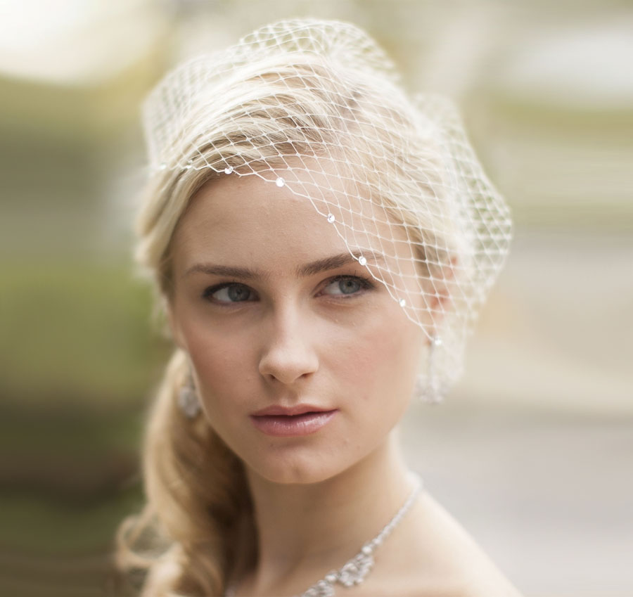 Mariell Gorgeous Beaded Edge Silver Lace Fingertip Bridal Veil