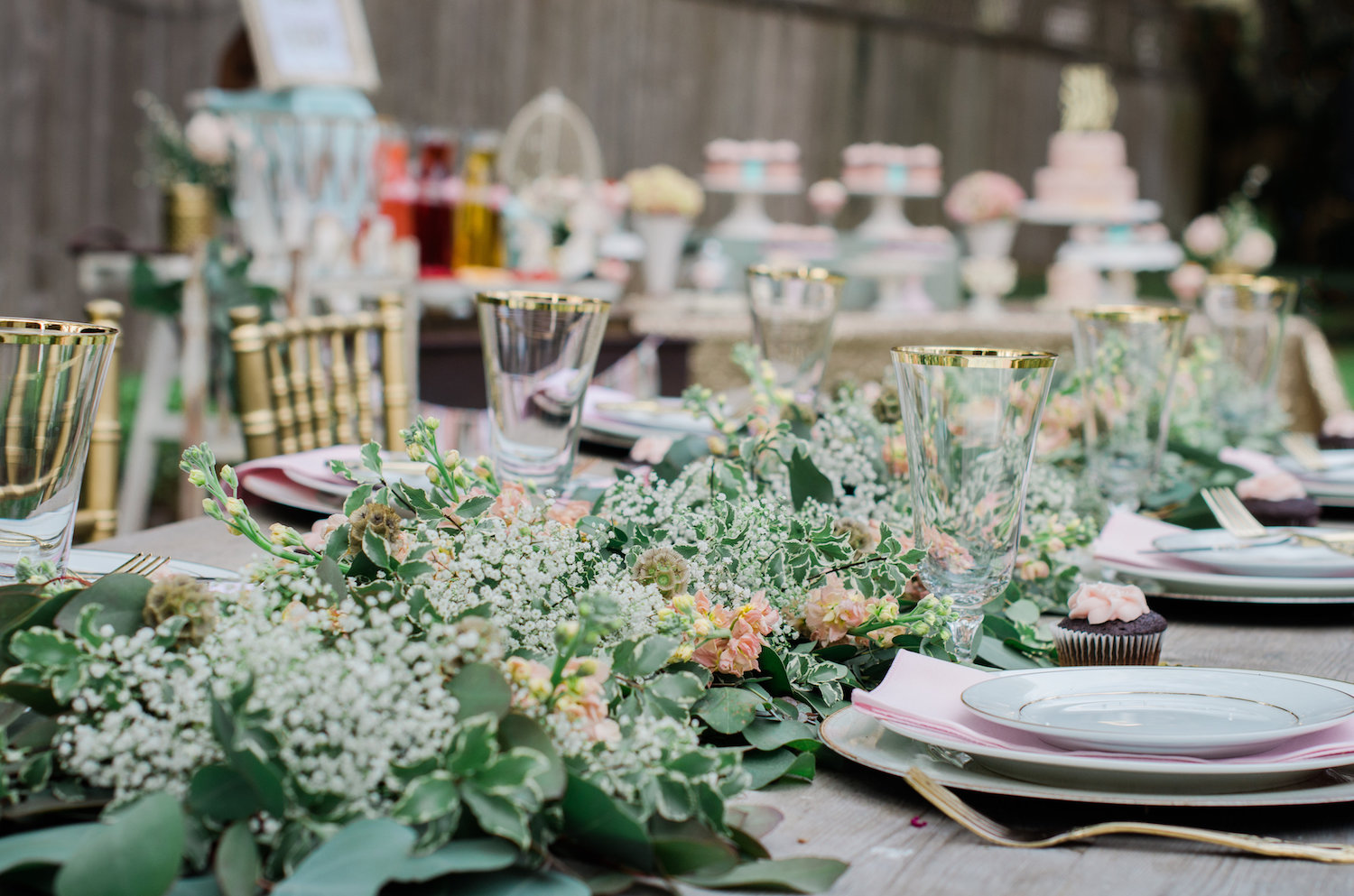 Gorgeous Greenery and Floral Garland table runner — Click to see 8 DIY Wedding Ideas for a Springtime Bridal Shower Brunch — Part of the 37 Creative DIY Wedding Ideas for Spring as seen on www.BrendasWeddingBlog.com