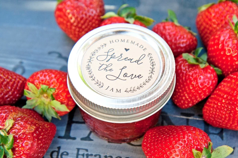 Spread the Love Jam Favor Jar Stickers