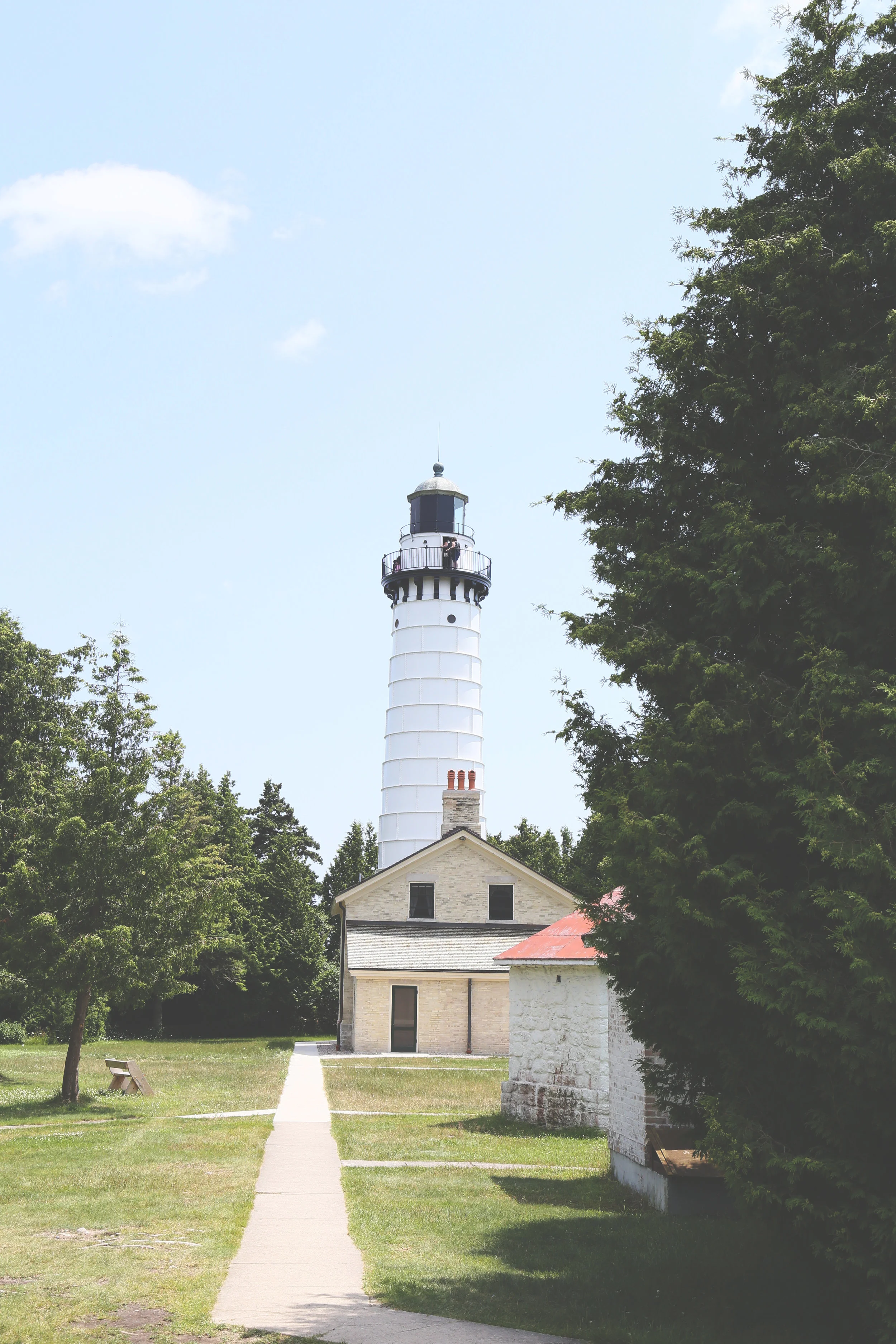 Cana Island Lighthouse on Cana Island is one of the few lighthouses still functioning on Lake Michigan, and still retains its original lens. 