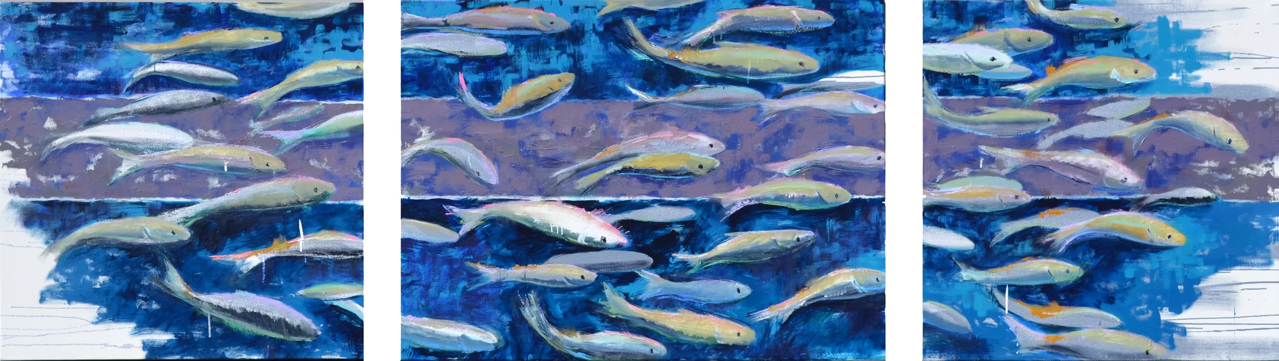 "School," 36" x 120" (triptych).
