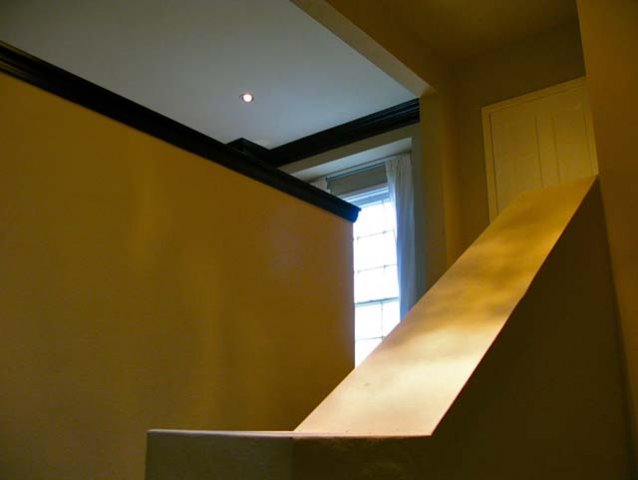 View from entry stairway to living room