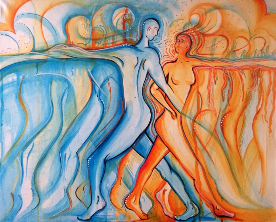 Natalie Doud, Ink and acrylic on canvas, 30"x40"