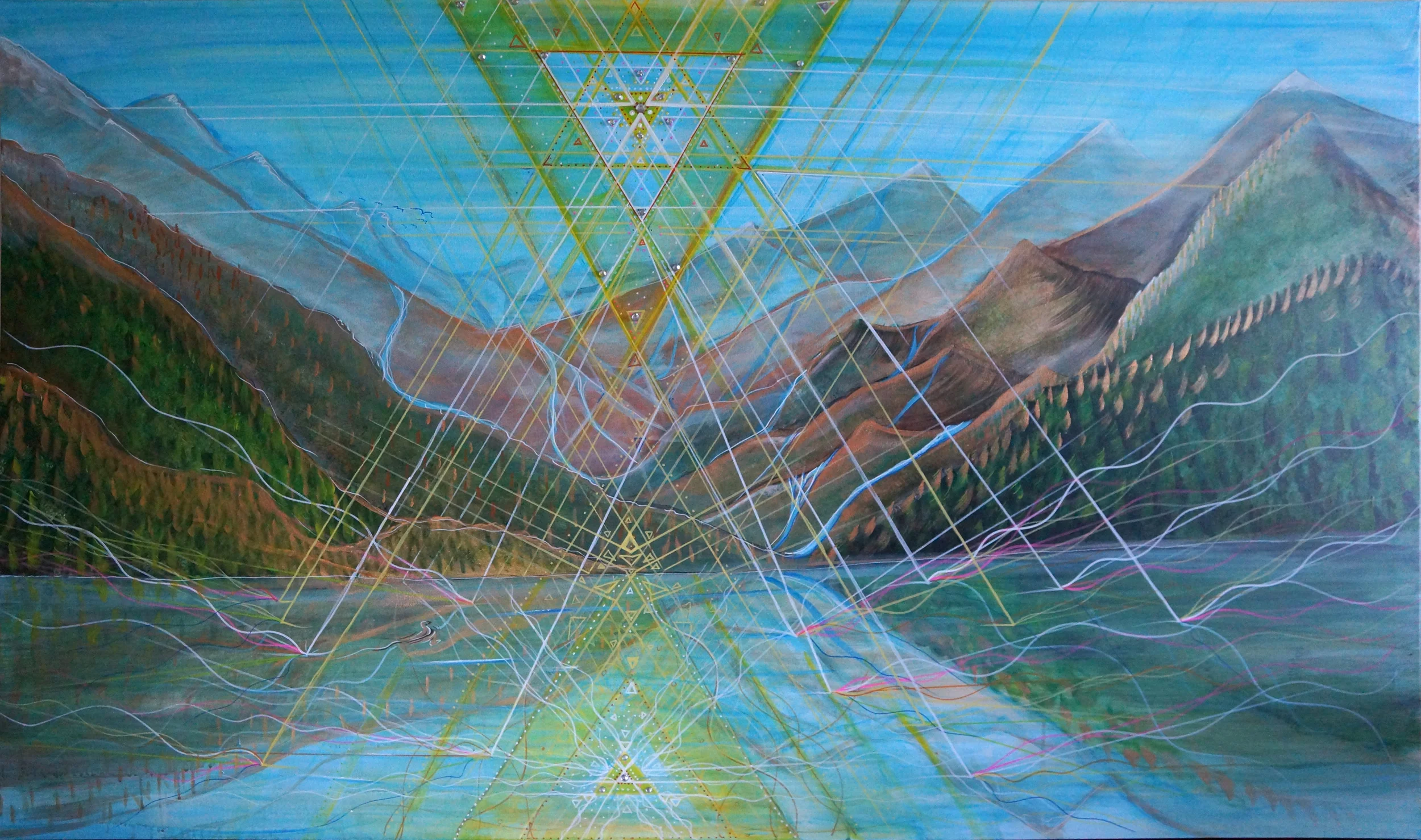 Four people, two dogs, a canoe, and all of our stuff drove out west in a jeep and found ourselves in a new home. Stopping in Glacier National Park, we soaked in the natural beauty of a land inhabited by bears which we gleefully yelled away. This new world is a blank canvas. What we will do here and who we will become is up to us but one thing I have defined is the 72x44in canvas that will adorn our living room. 