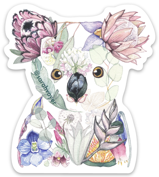 Koala Floral Crown Sticker Gift Koala Charity Koala Art Koala Sticker sheet