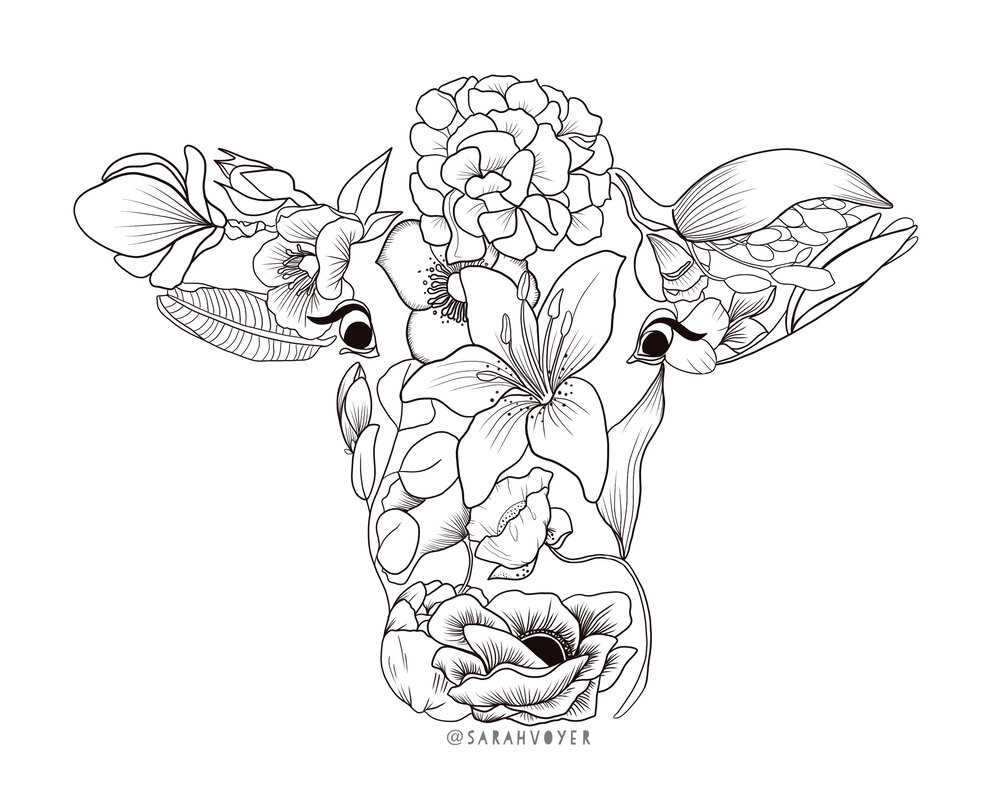 Coloring Book Flower Cow   FREE Download — Sarah Voyer