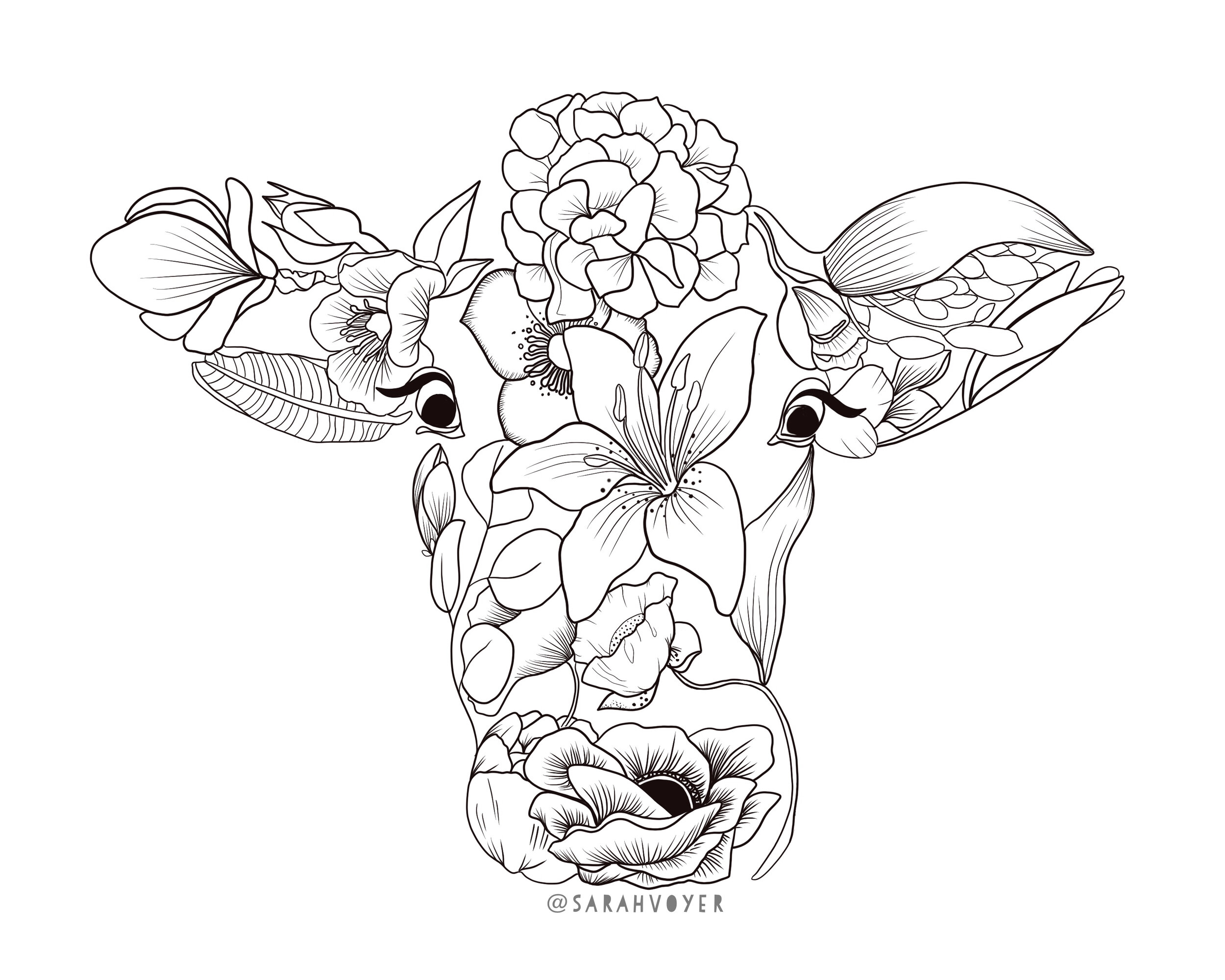Download Coloring Book Flower Cow Free Download Sarah Voyer
