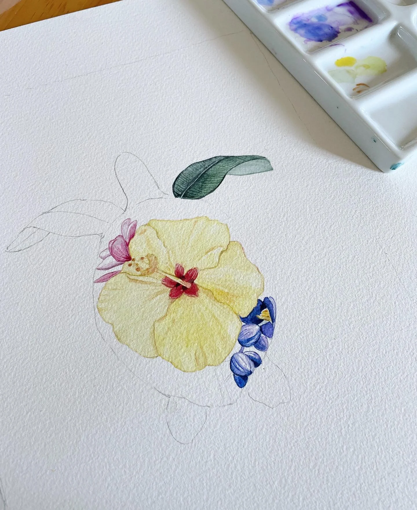 Working on a new sea turtle watercolor 🌿🌺 what other flowers would you like to see on this one?