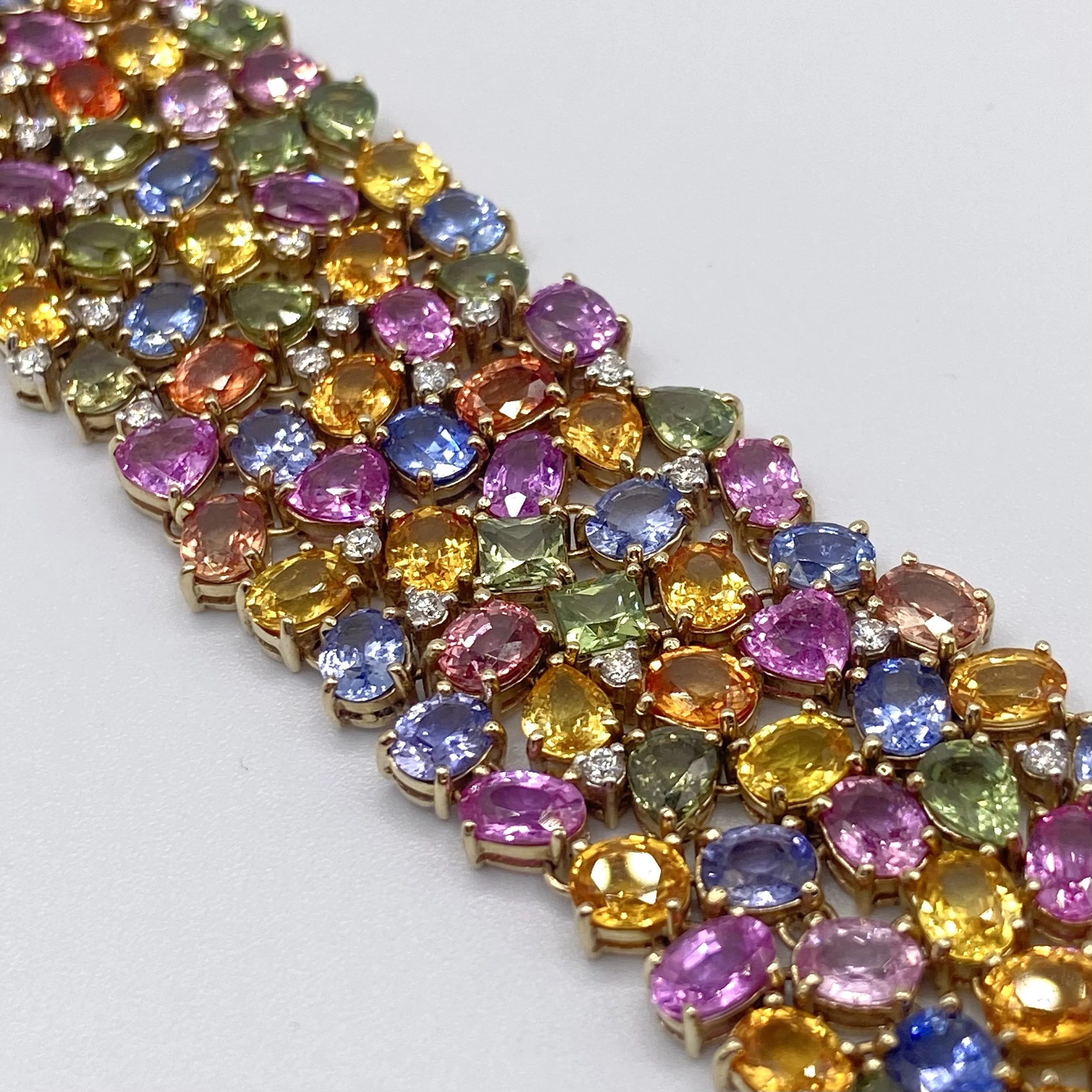 Multi-Colored Sapphire and Diamond Bracelet