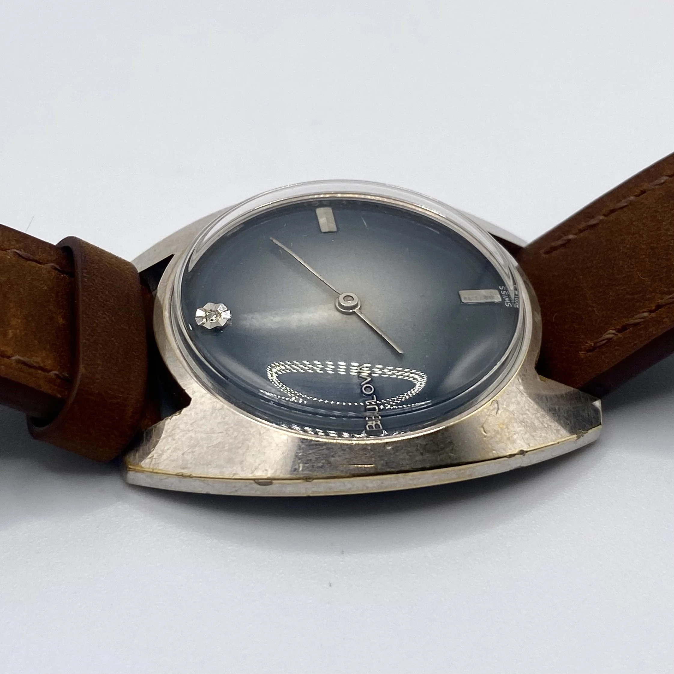 1960s Bulova Fade Blue Dial Electroplate Manual Wind Watch