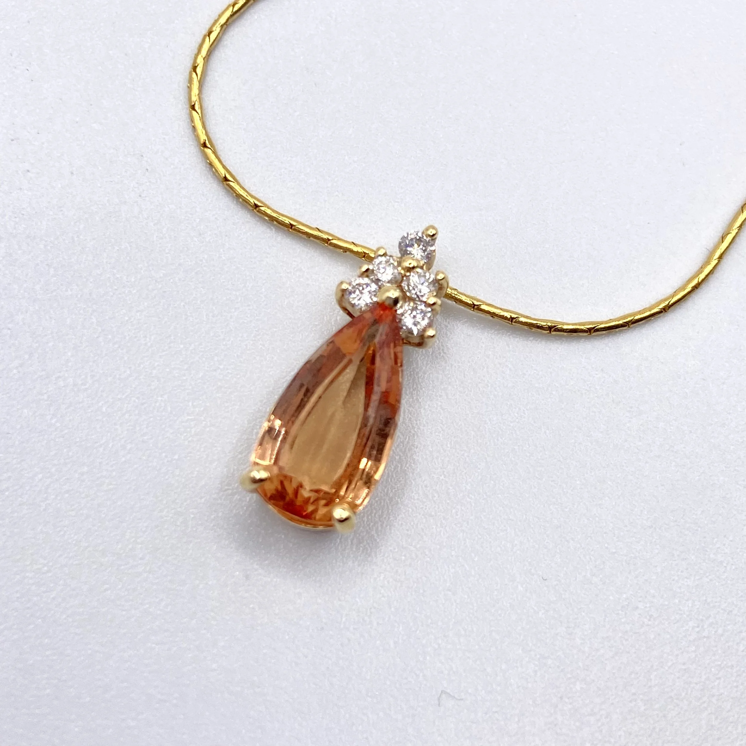 Peach Drop Necklace w/ Diamond Cluster