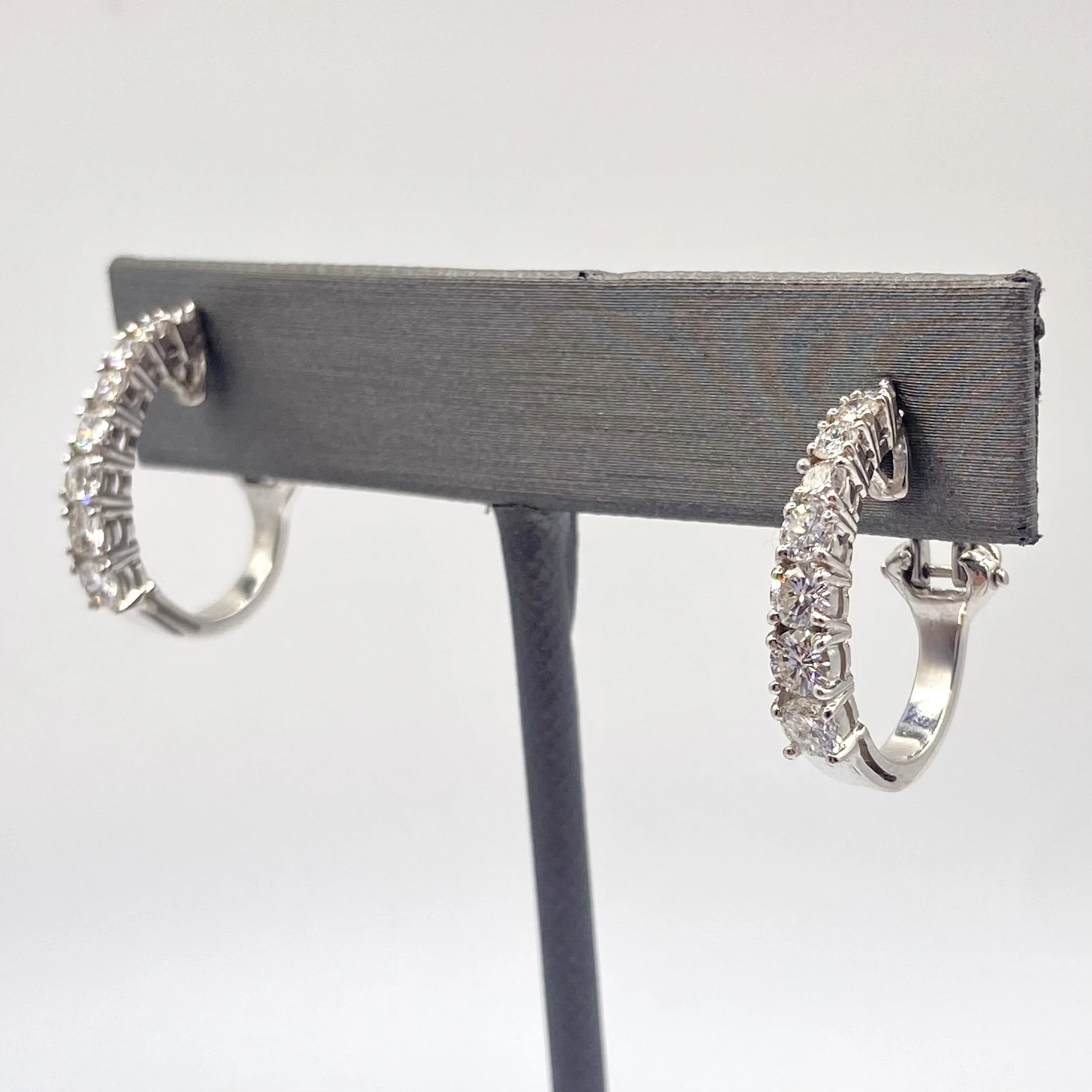 Tapered Diamond Hoop Clip-On Earrings