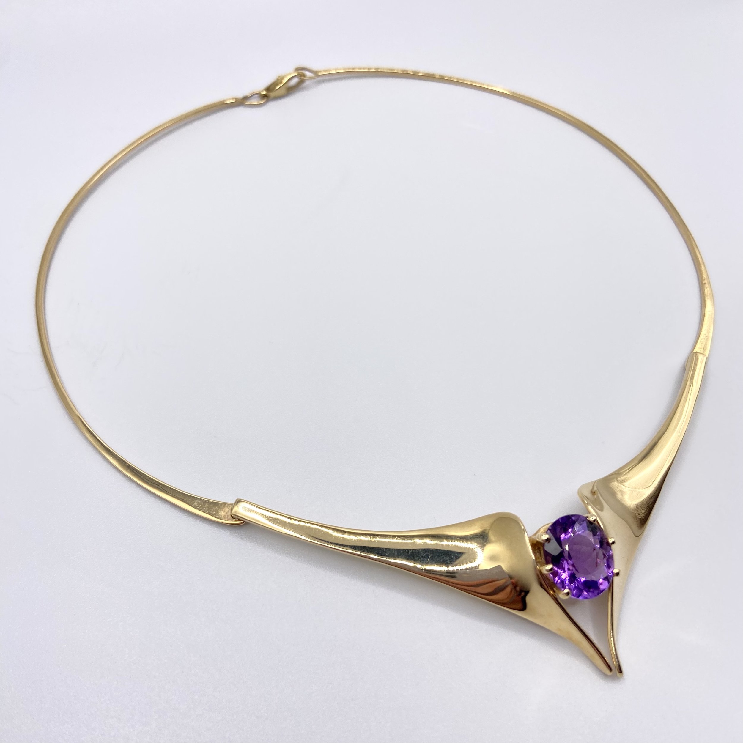 Yellow Gold Winged Amethyst Collar Necklace