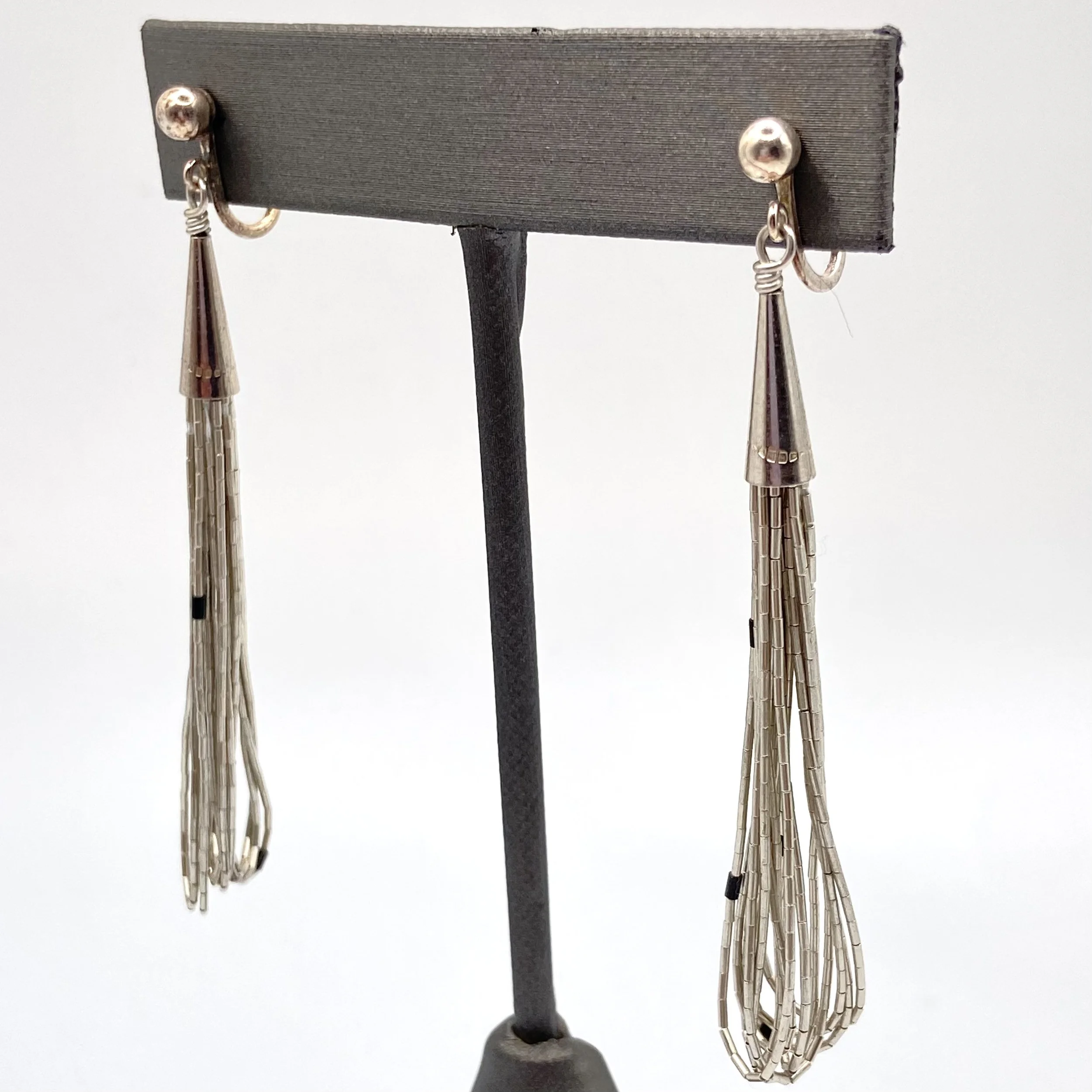 Sterling Silver Beaded Loop Clip-On Earrings