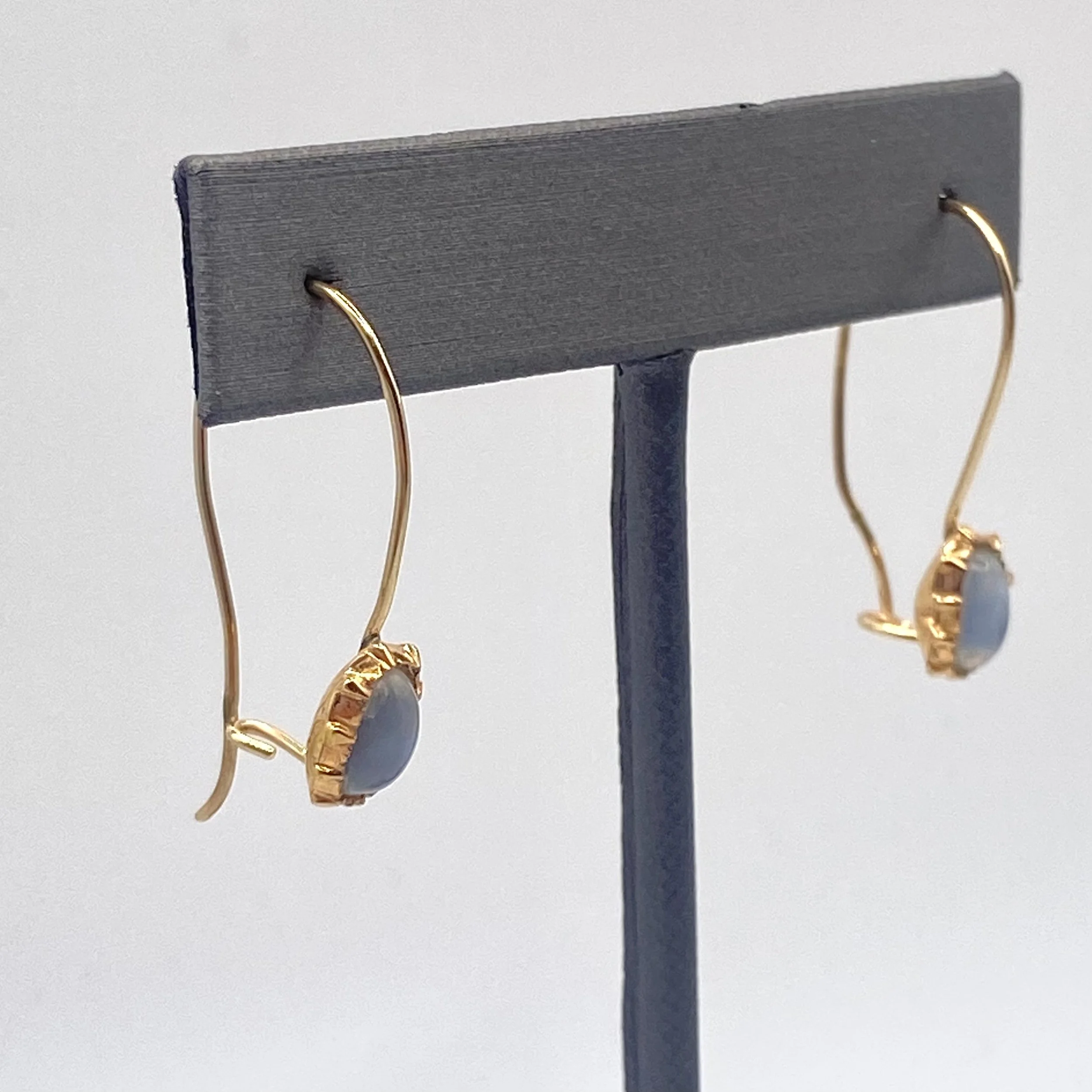 Georgian Collet Moonstone Drop Earrings