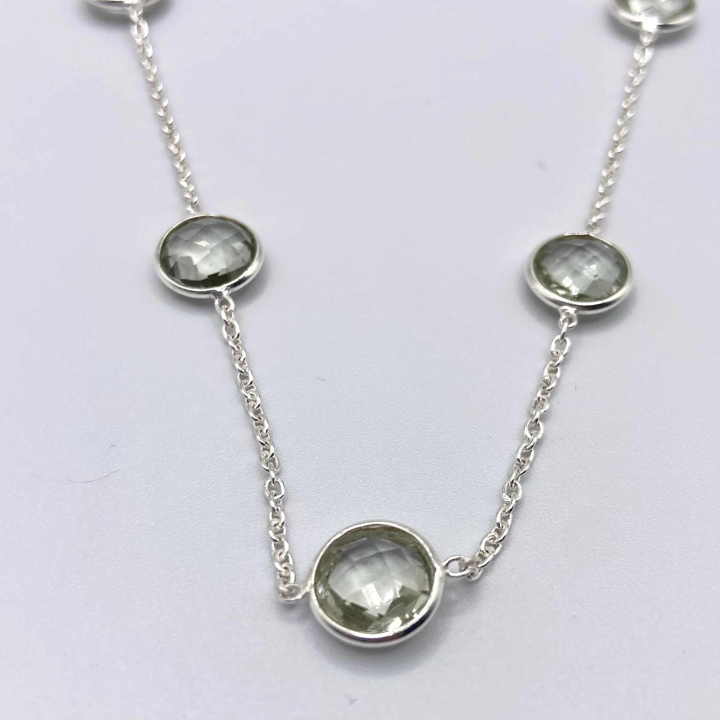 Bezel-Set Checkerboard Prasiolite Necklace, 36" in Length