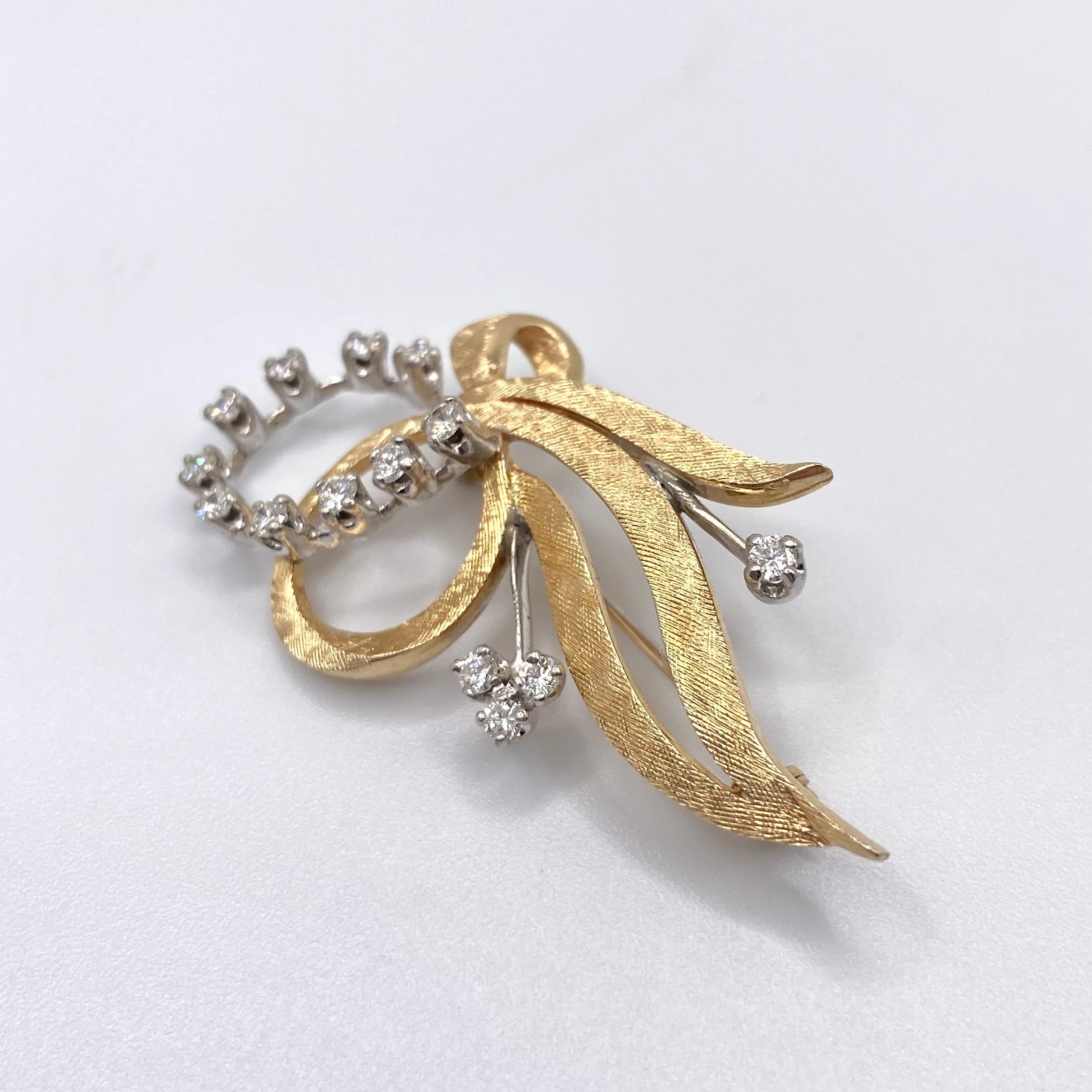 Abstract Diamond Bow Brooch