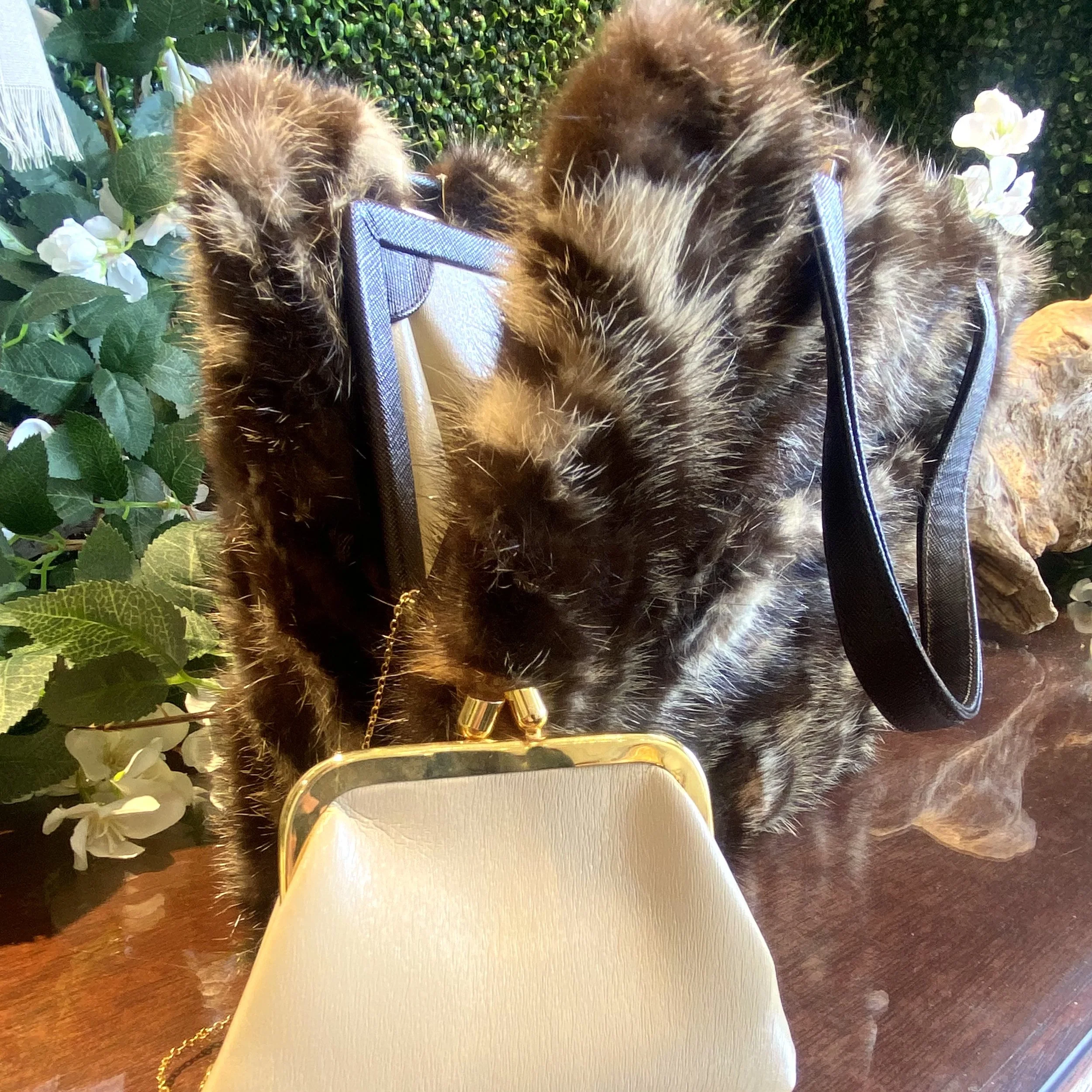 Upcycled Spotted Skunk Fur Over Vintage "Koret" Purse