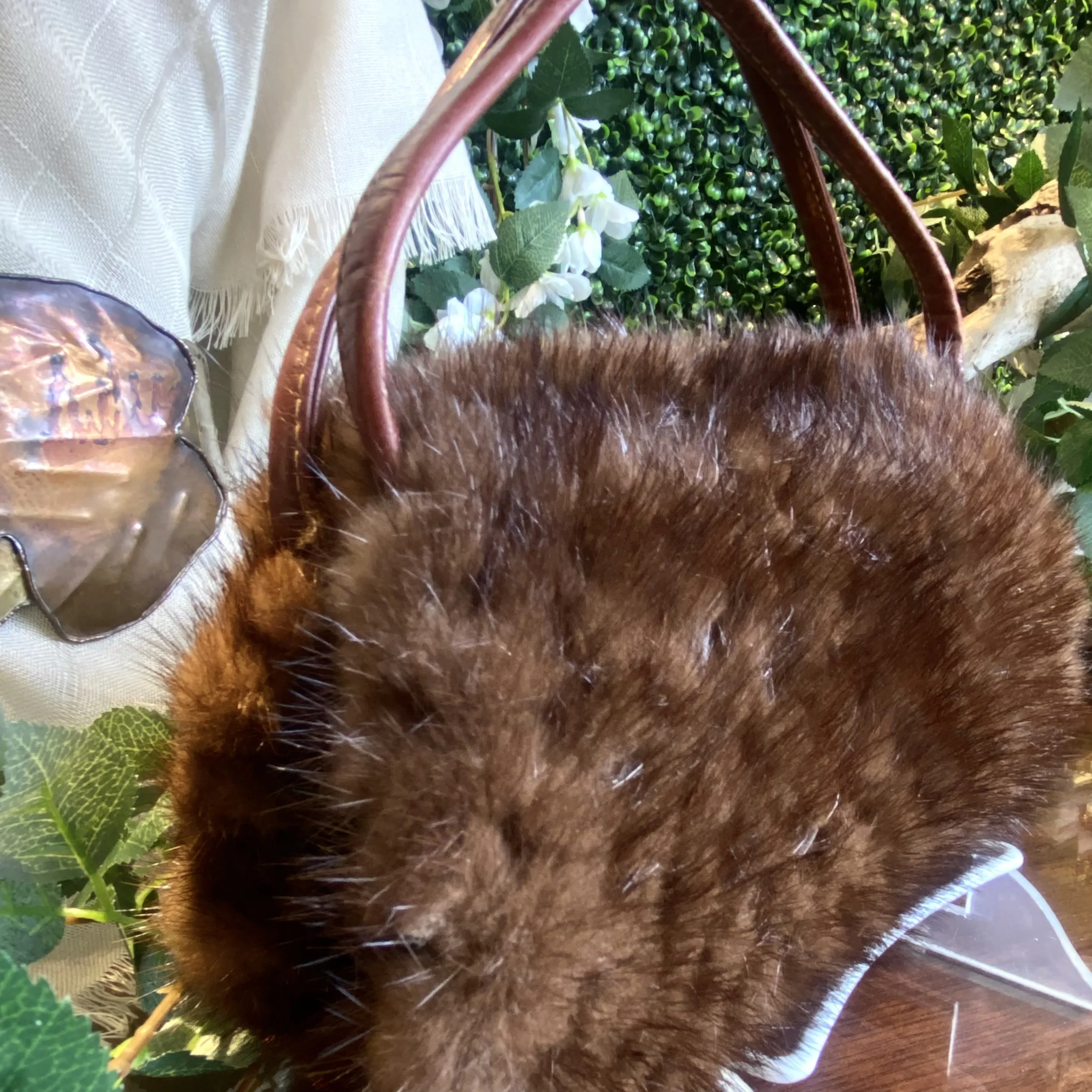 Upcycled Checkerboard Fur Vintage Handbag